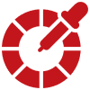 Red color wheel with dropper icon.